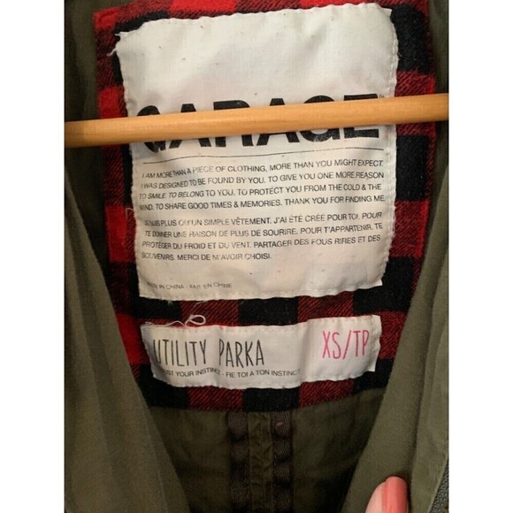 Garage Womens Brown Green Hooded Utility Jacket Zipper Lightweight Size Sz XS - Picture 6 of 11